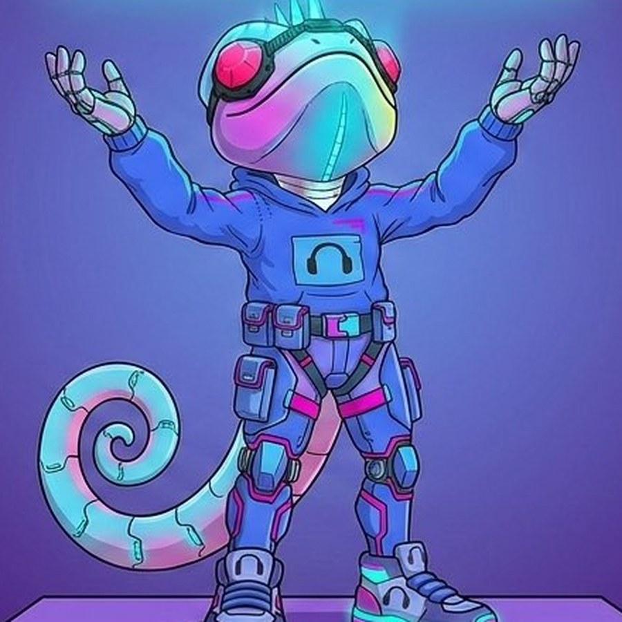 Chameleon mascot — full